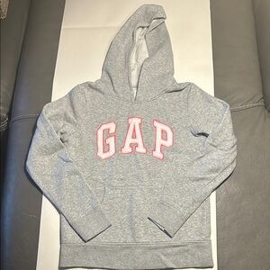 GAP Kids Heather Gray Girls Hoodie with Pink Lettering Size 10